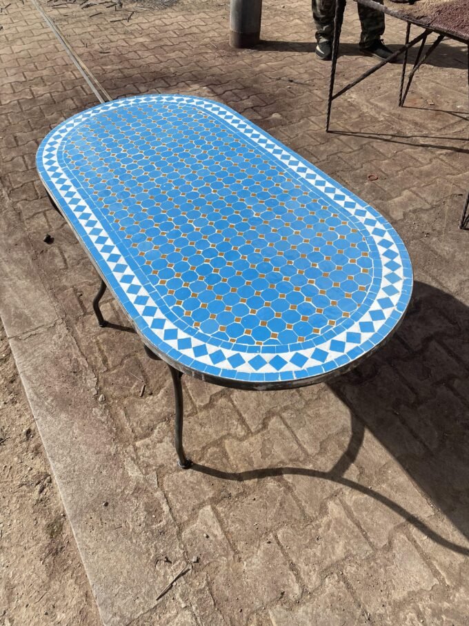 Exquisite Blue Handmade  Moroccan Mosaic Table