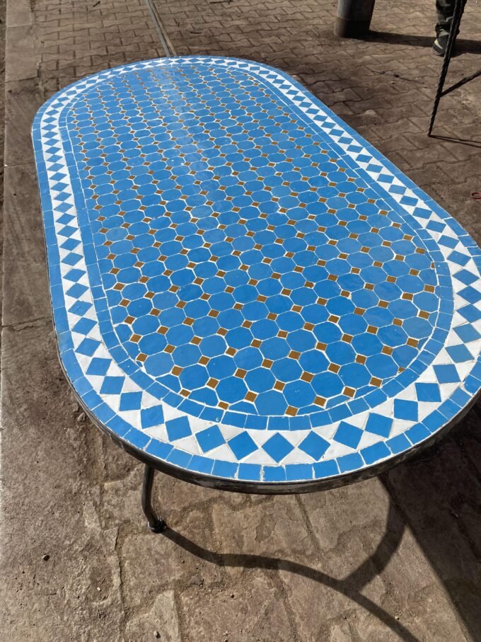 Exquisite Blue Handmade  Moroccan Mosaic Table