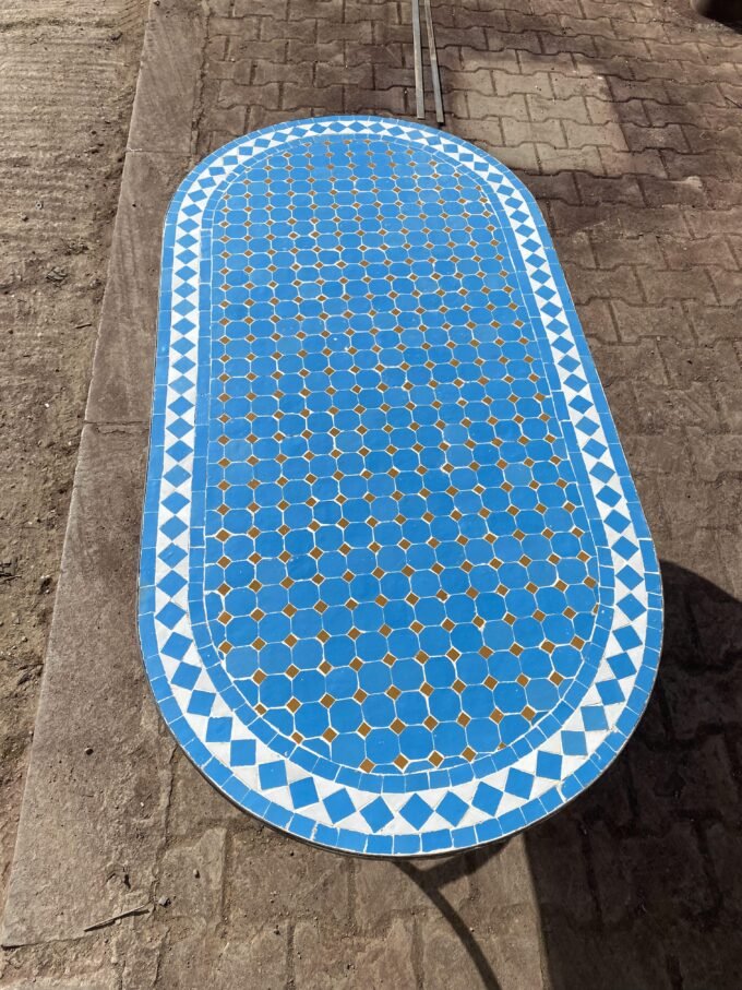 Exquisite Blue Handmade  Moroccan Mosaic Table