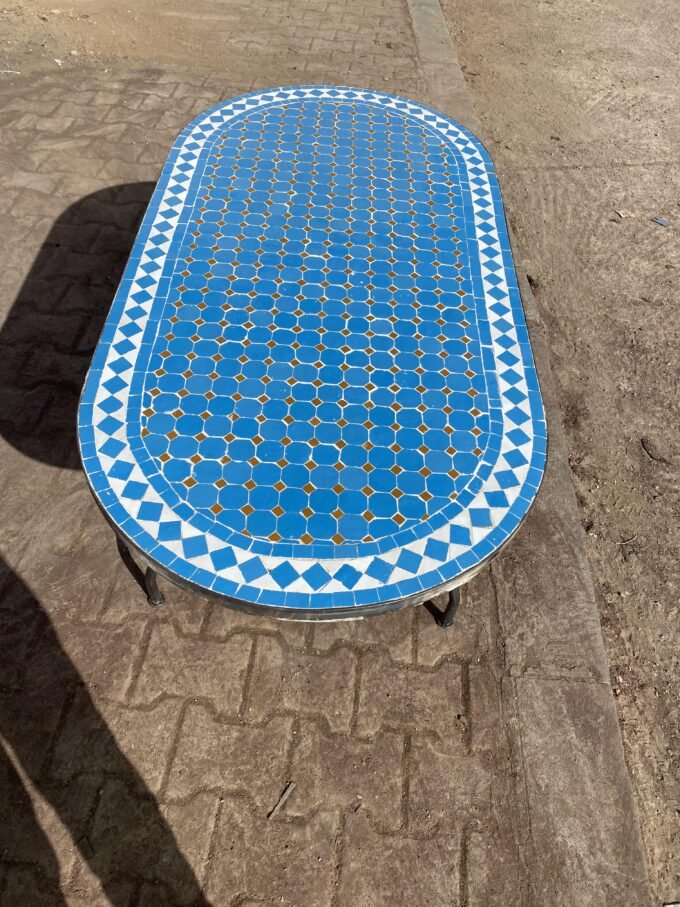 Exquisite Blue Handmade  Moroccan Mosaic Table