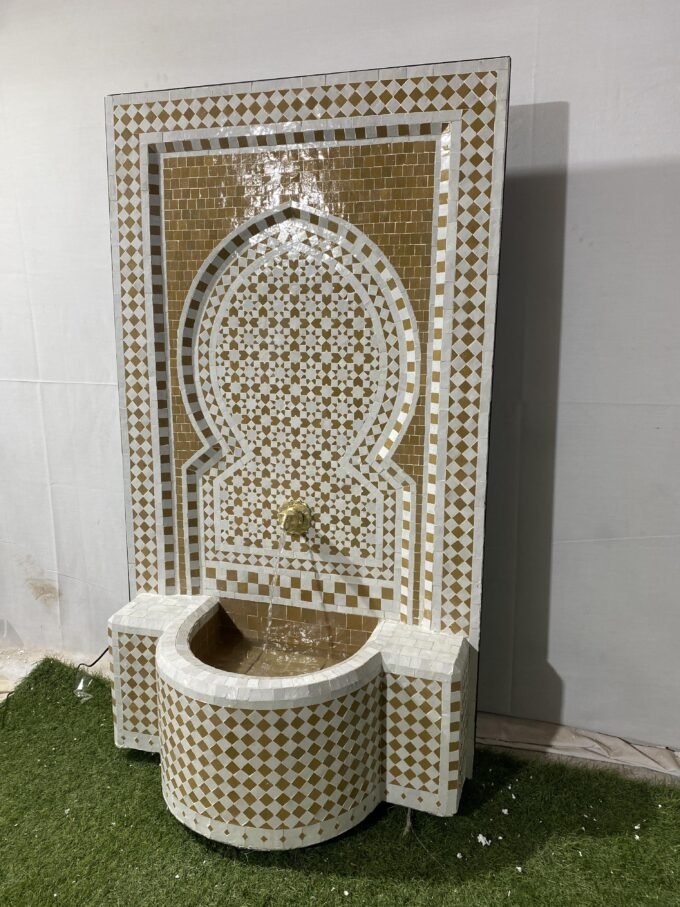 Mid Century Moroccan Mosaic Wall Fountain