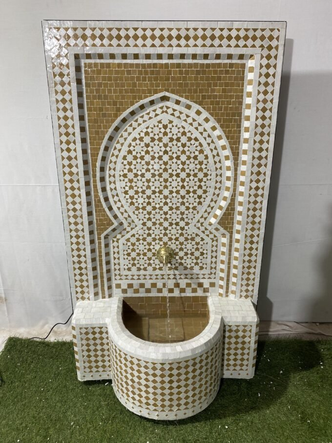 Mid Century Moroccan Mosaic Wall Fountain