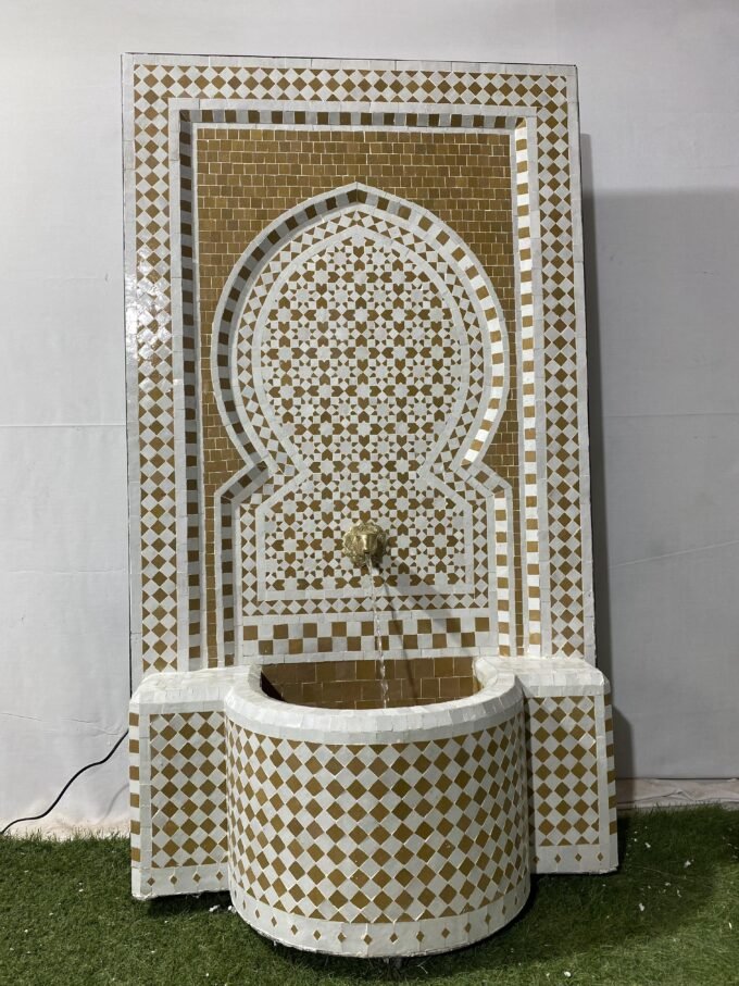Mid Century Moroccan Mosaic Wall Fountain