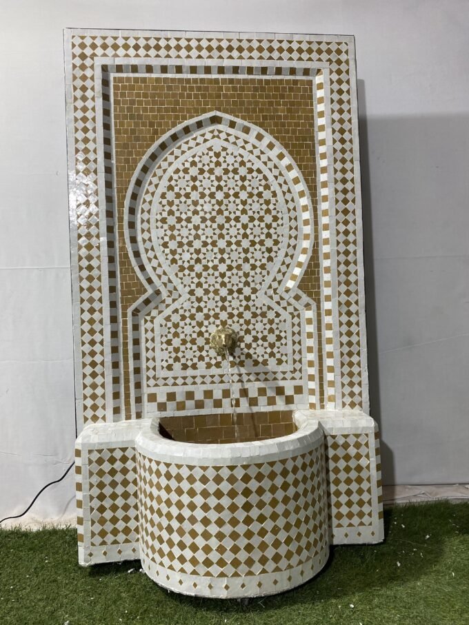 Mid Century Moroccan Mosaic Wall Fountain