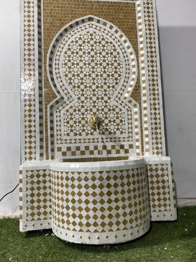 Mid Century Moroccan Mosaic Wall Fountain