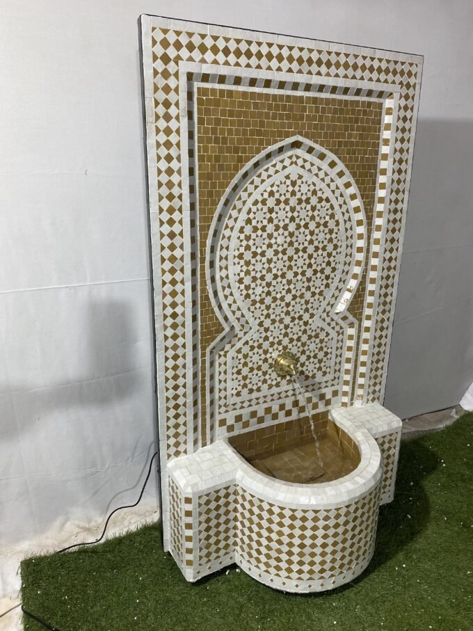 Mid Century Moroccan Mosaic Wall Fountain