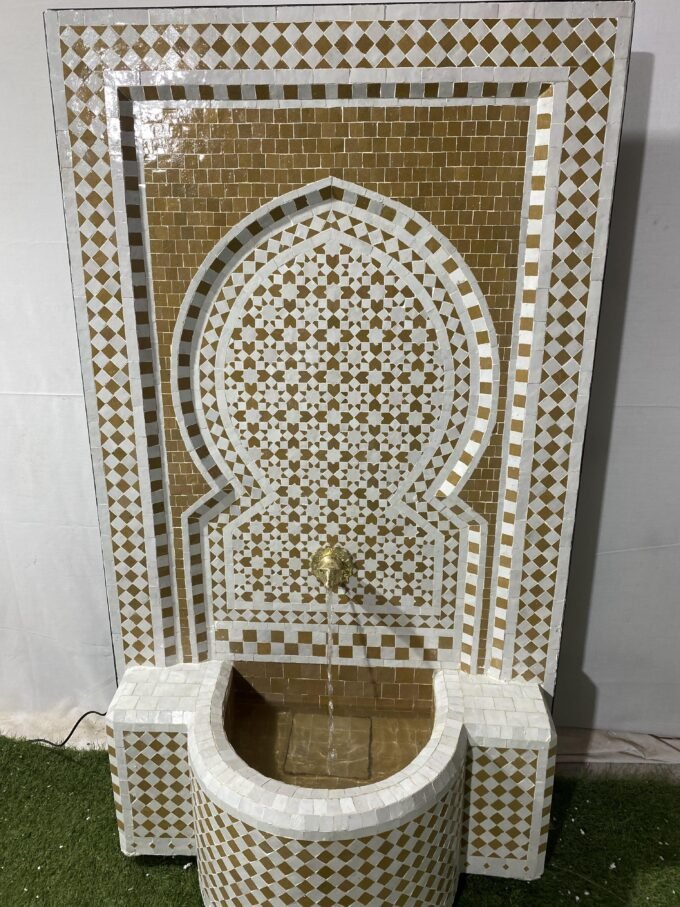 Mid Century Moroccan Mosaic Wall Fountain