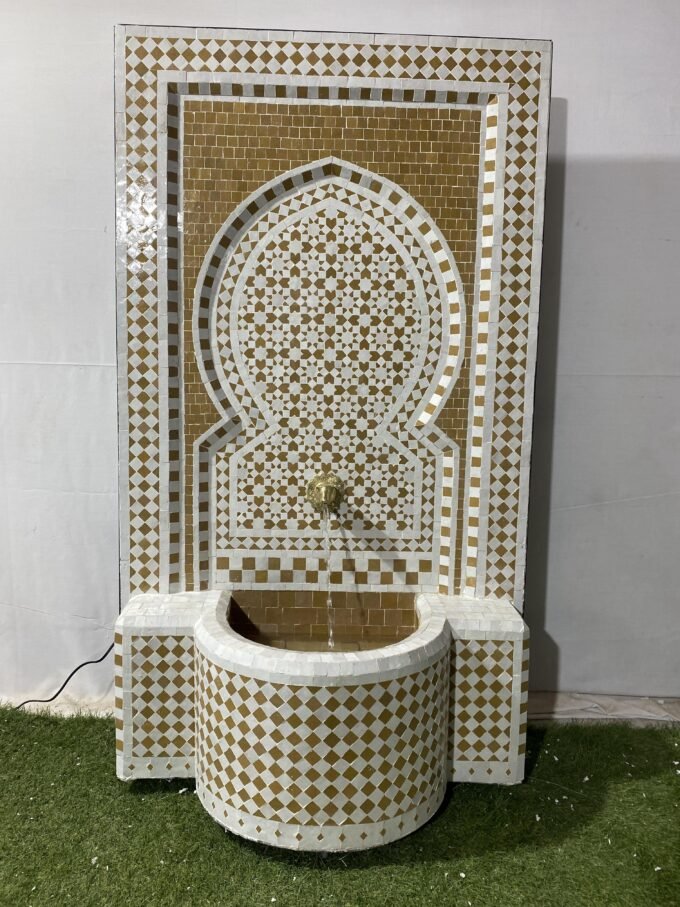 Mid Century Moroccan Mosaic Wall Fountain