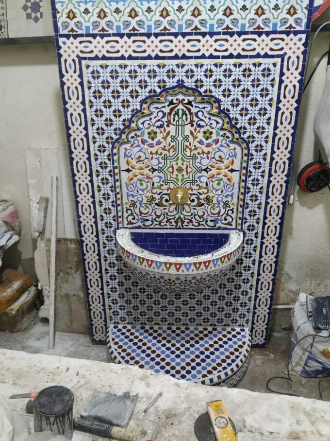 Moroccan Mosaic Garden Waterfall Fountain
