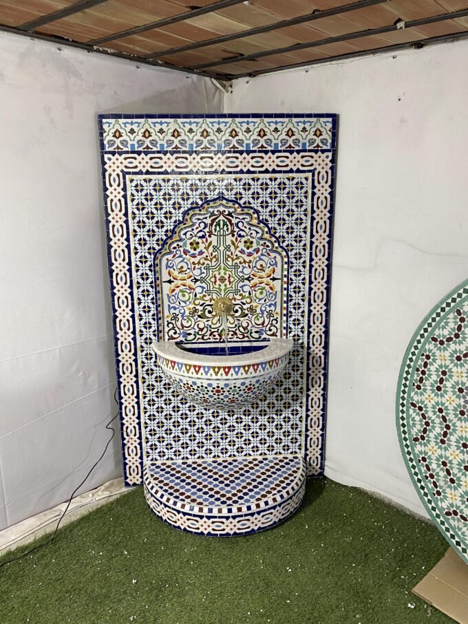 Moroccan Mosaic Garden Waterfall Fountain