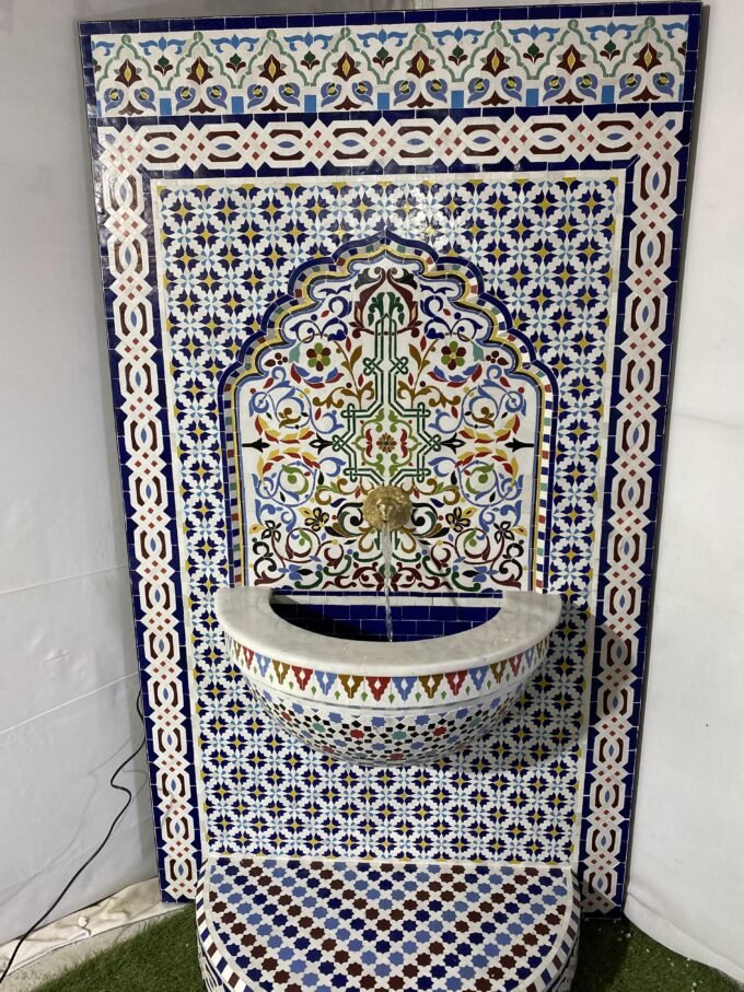 Moroccan Mosaic Garden Waterfall Fountain
