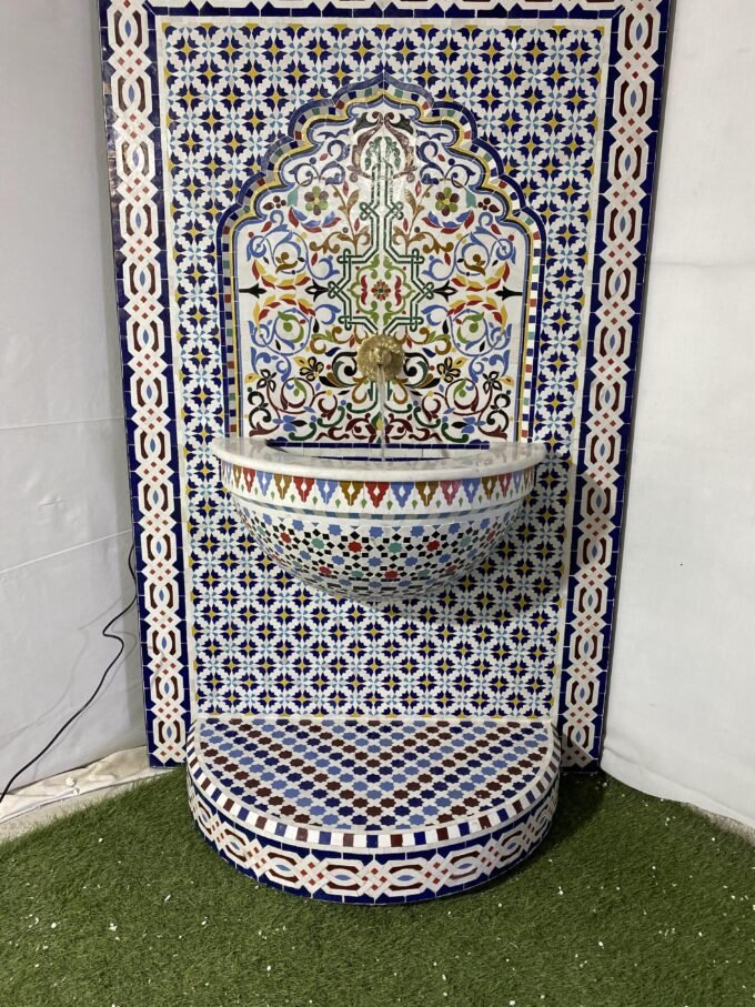 Moroccan Mosaic Garden Waterfall Fountain
