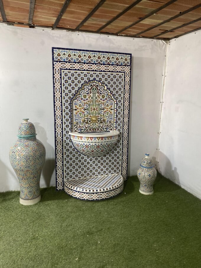 Moroccan Mosaic Garden Waterfall Fountain