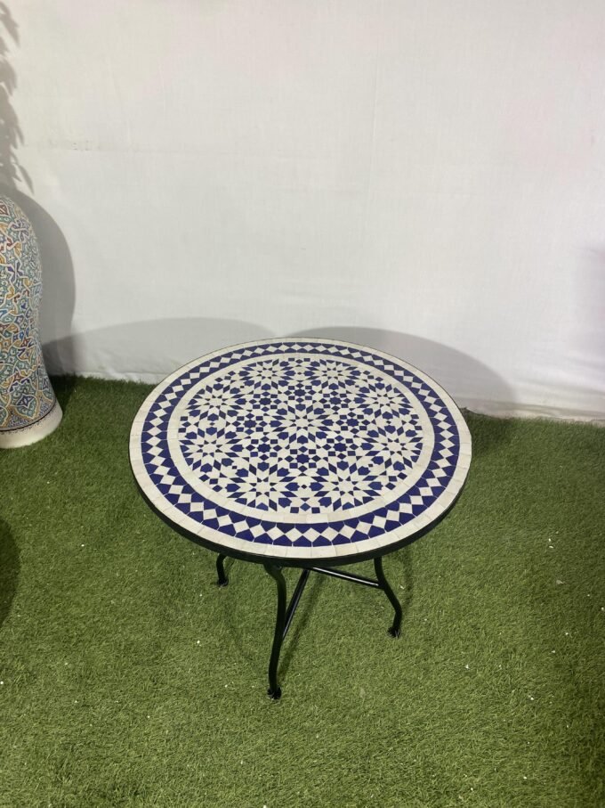 Handcrafted Blue & White Artisan Mosaic Table
