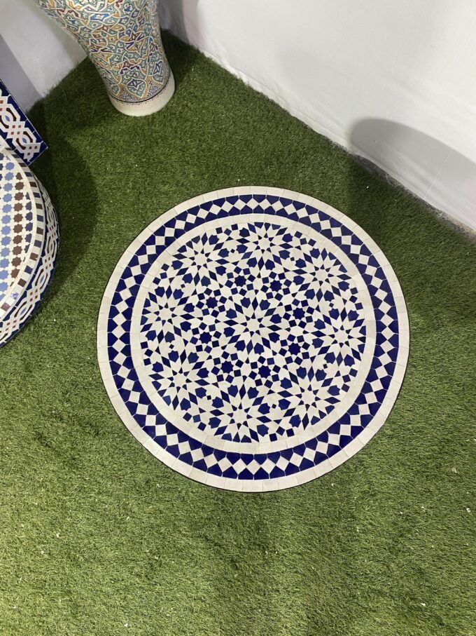 Handcrafted Blue & White Artisan Mosaic Table
