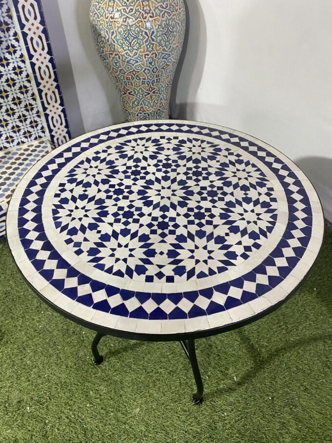 Handcrafted Blue & White Artisan Mosaic Table