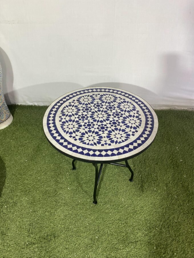 Handcrafted Blue & White Artisan Mosaic Table