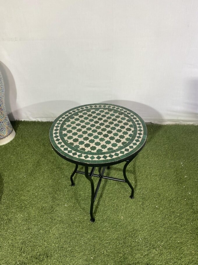 Handmade Green & White Artisan Mosaic Table