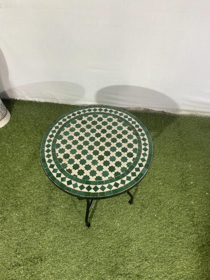 Handmade Green & White Artisan Mosaic Table