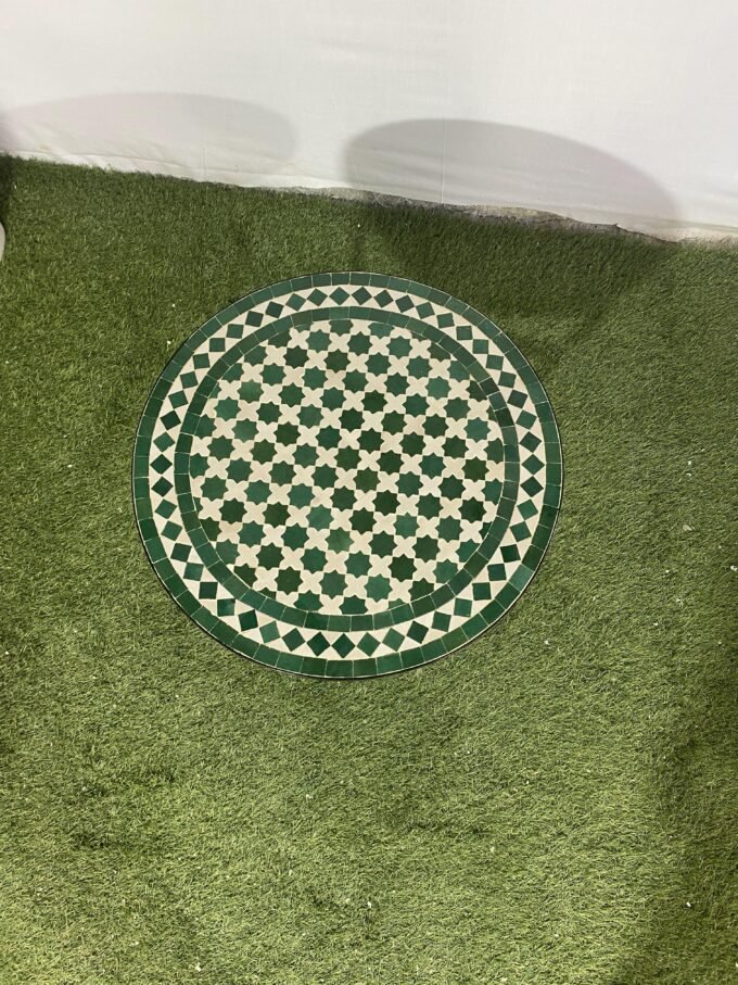 Handmade Green & White Artisan Mosaic Table