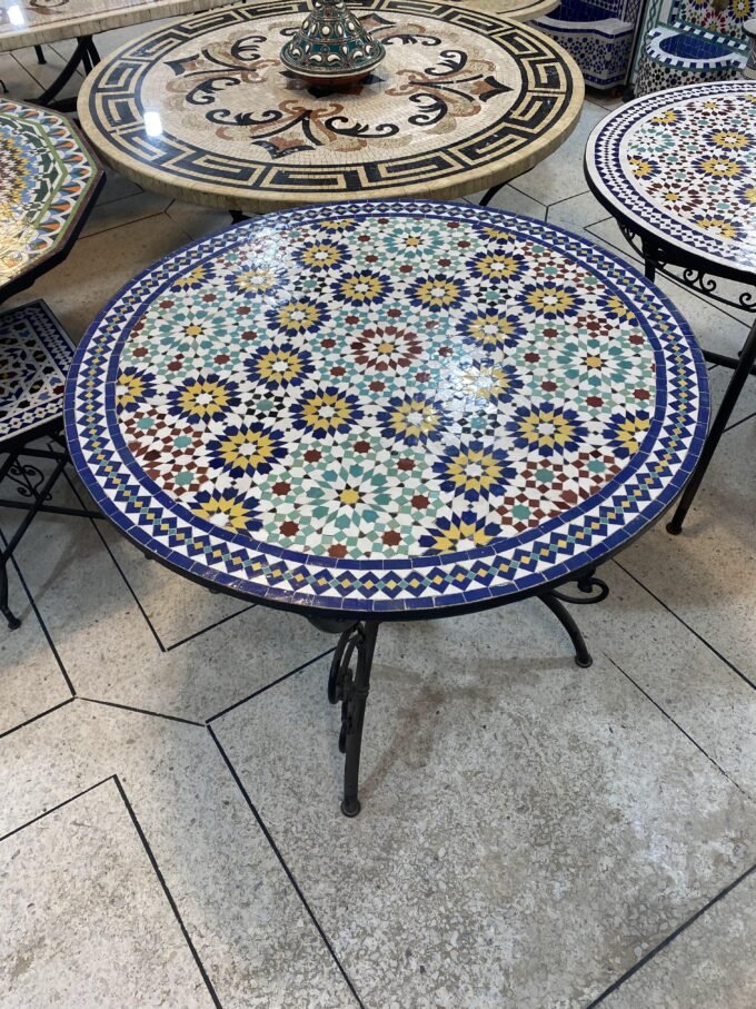 Geometric Artisan Zellij Mosaic Side Table