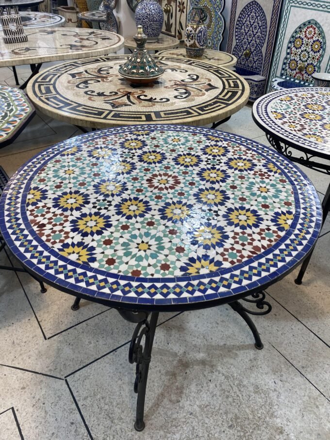 Geometric Artisan Zellij Mosaic Side Table