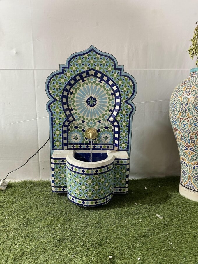 Unique Moroccan Zellige Fountain-Wall Water