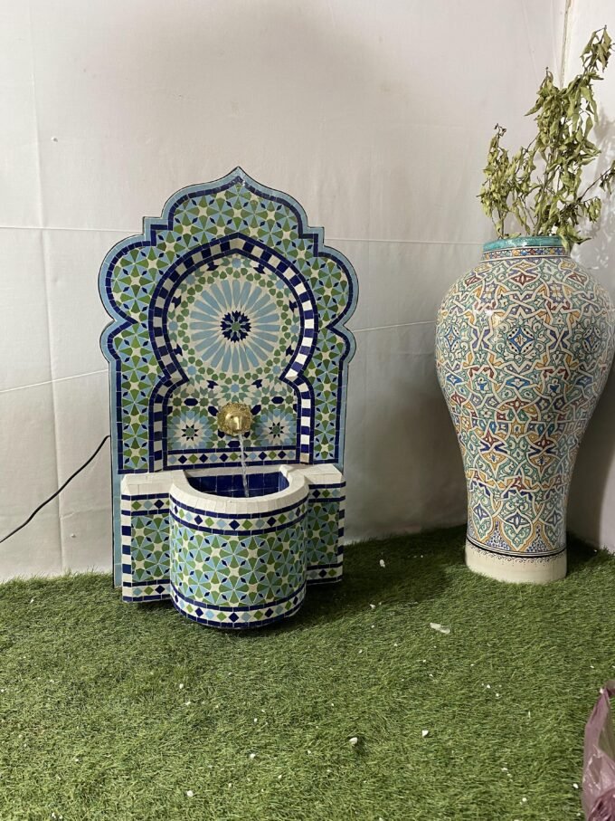 Unique Moroccan Zellige Fountain-Wall Water