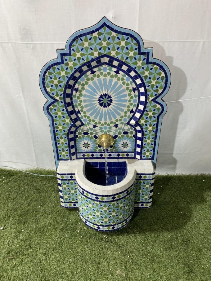 Unique Moroccan Zellige Fountain-Wall Water