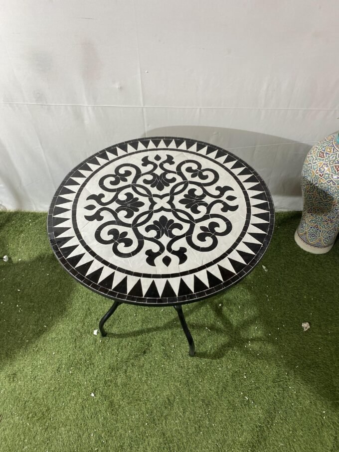 Traditional Black & White Artisan Mosaic Table