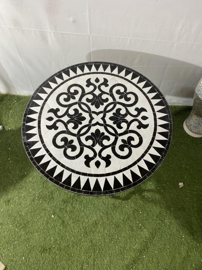 Traditional Black & White Artisan Mosaic Table