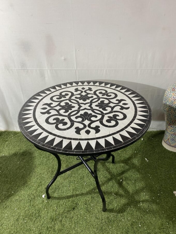 Traditional Black & White Artisan Mosaic Table