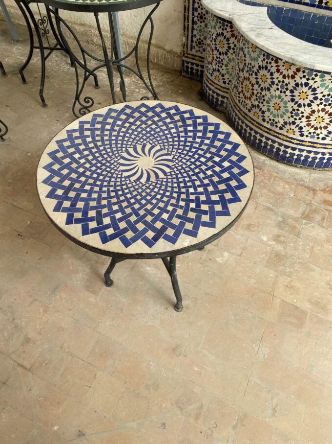 Exceptional Blue & White Moroccan Mosaic Table