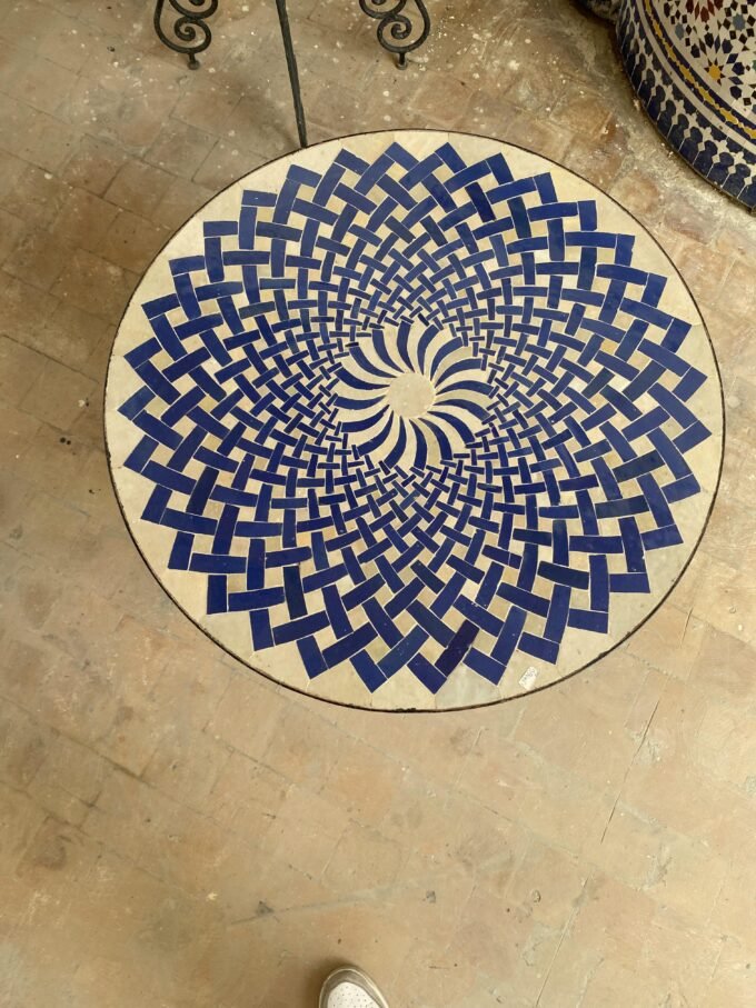 Exceptional Blue & White Moroccan Mosaic Table