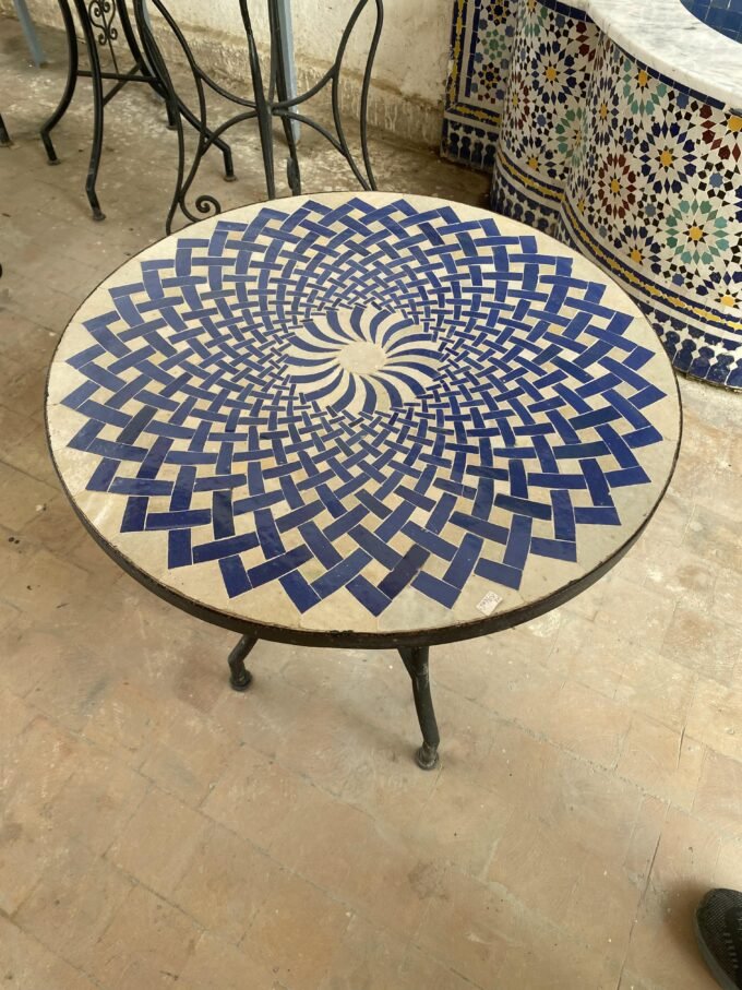 Exceptional Blue & White Moroccan Mosaic Table