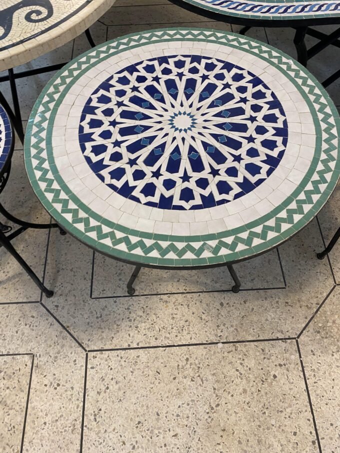 Handcrafted Artisan Zellij Design Farmhouse Table