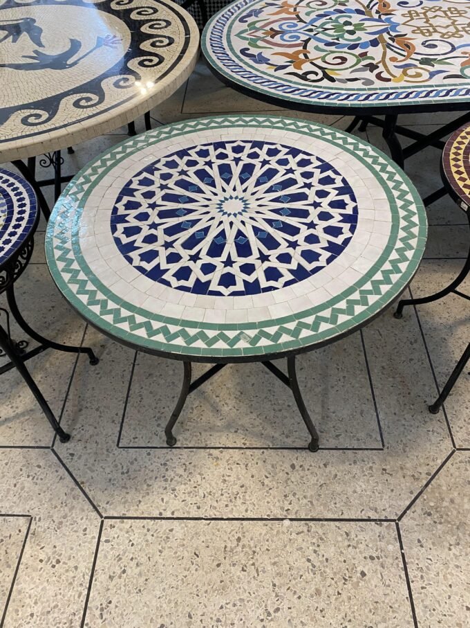 Handcrafted Artisan Zellij Design Farmhouse Table