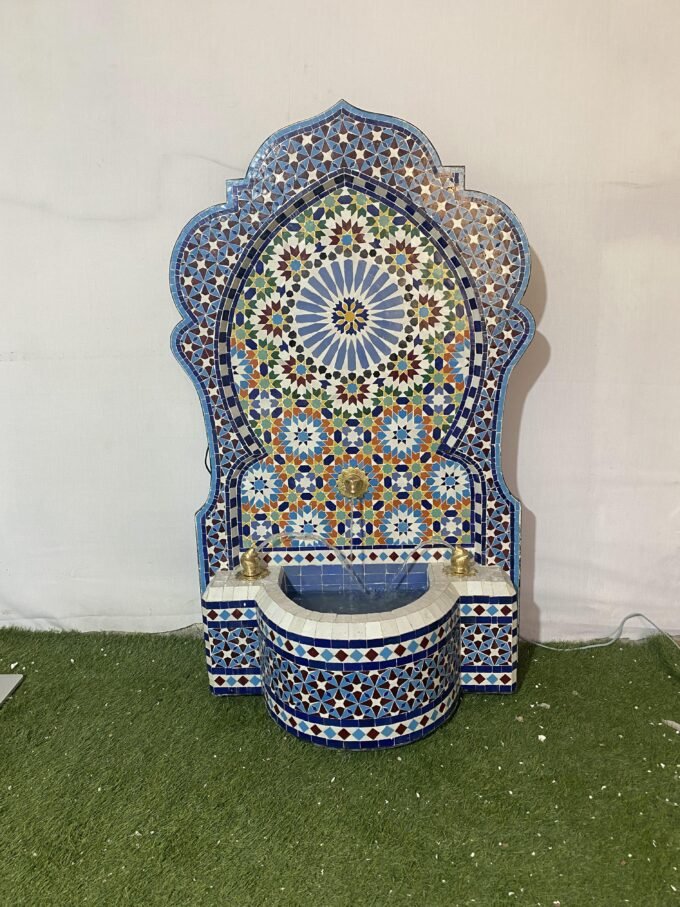 Moorish Outdoor Artful Moroccan Mosaic Fountain