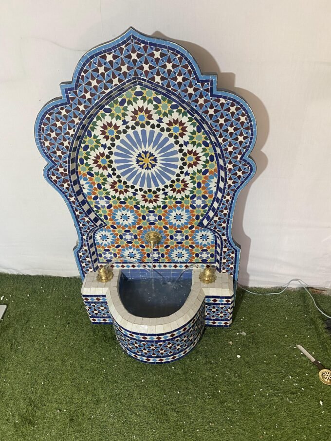 Moorish Outdoor Artful Moroccan Mosaic Fountain