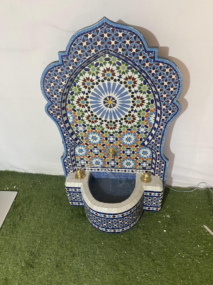 Moorish Outdoor Artful Moroccan Mosaic Fountain