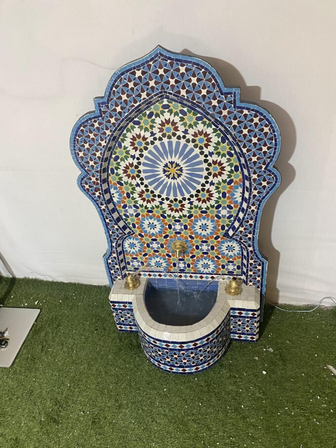 Moorish Outdoor Artful Moroccan Mosaic Fountain