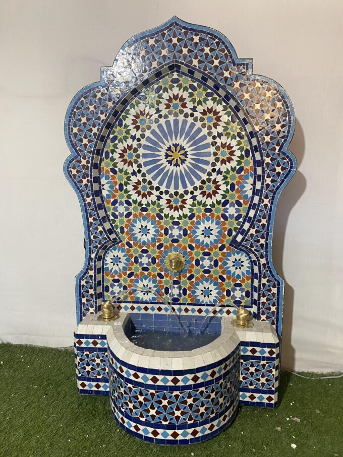 Moorish Outdoor Artful Moroccan Mosaic Fountain