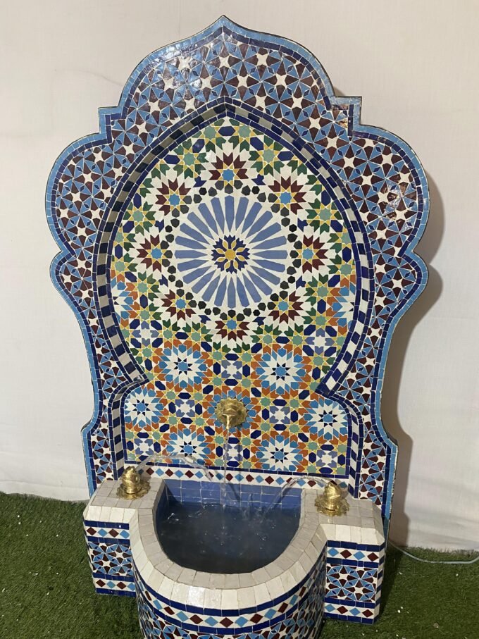Moorish Outdoor Artful Moroccan Mosaic Fountain