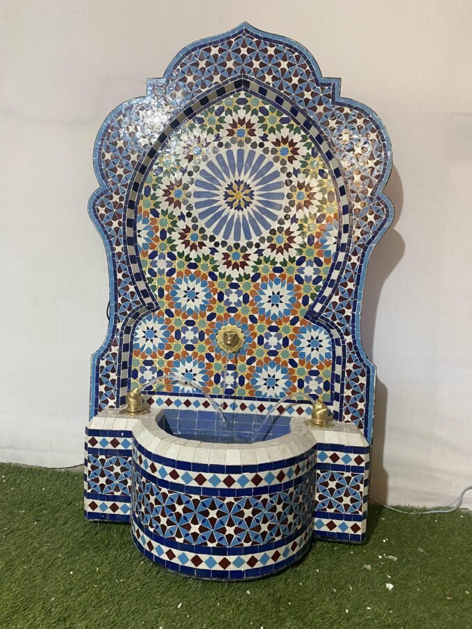 Moorish Outdoor Artful Moroccan Mosaic Fountain