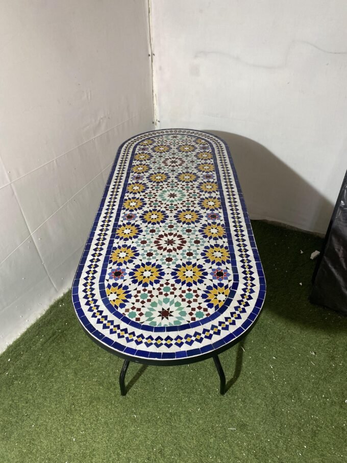 Fantastic Oval Moroccan Mosaic Mosaic Tile Table