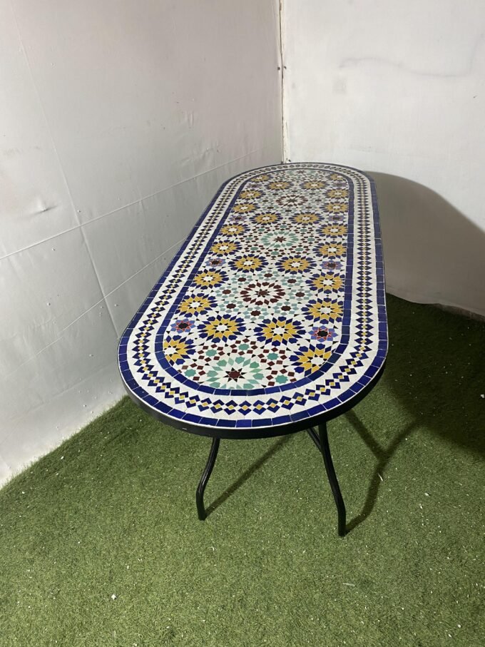Fantastic Oval Moroccan Mosaic Mosaic Tile Table