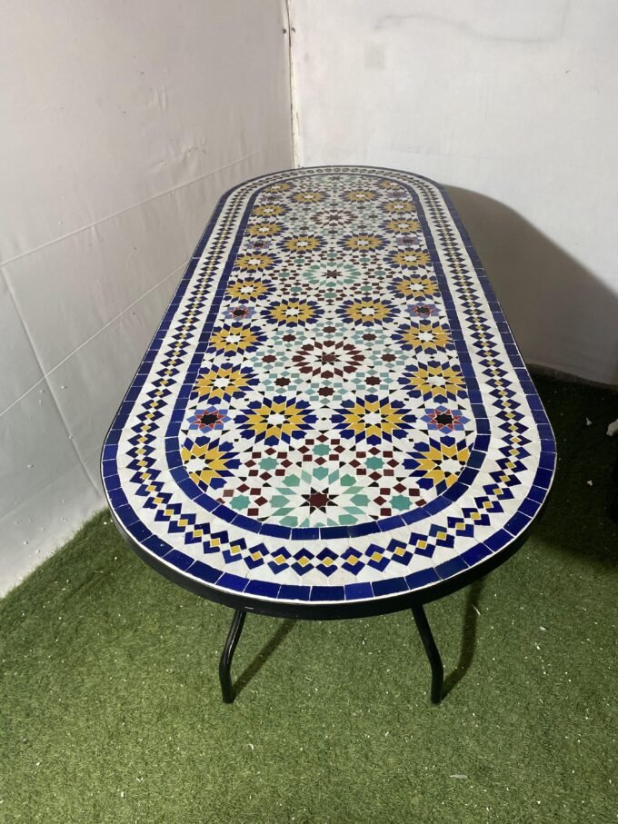 Fantastic Oval Moroccan Mosaic Mosaic Tile Table