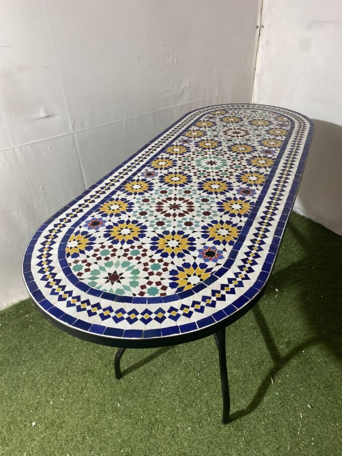 Fantastic Oval Moroccan Mosaic Mosaic Tile Table