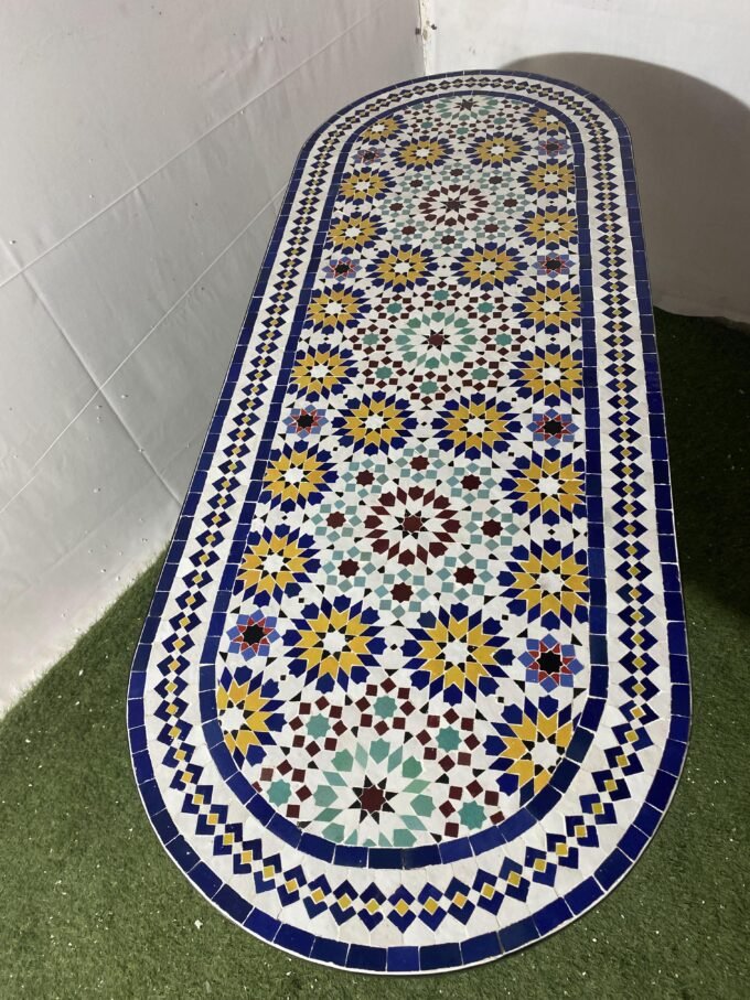 Fantastic Oval Moroccan Mosaic Mosaic Tile Table