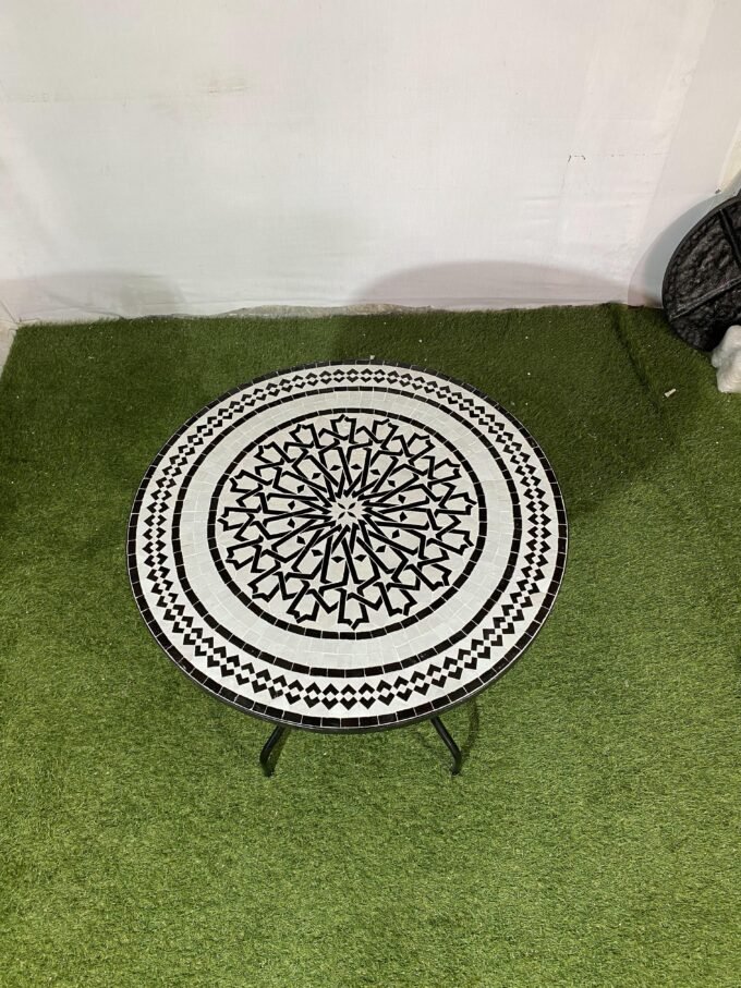 Moorish Traditional Black a White Mosaic Table
